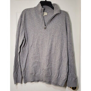Hawker Rye Men’s 1/4 Zip Sweater Light Gray Cotton Cashmere Blend Size L